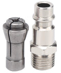 Heavy Duty Pneumatic Air Die Grinder With Straight Shaft And 20000 RPM accessories, metal coupler and fitting for air tool connections.