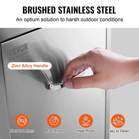 Close-up of Outdoor Kitchen Trash Drawer System With Heavy Duty Stainless Steel Storage, featuring zinc alloy handle.