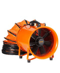 VEVOR Air Mover Blower Fan 12 Inch, 3198CFM 585W with 16.4ft Flexible Duct, orange portable industrial ventilator front view