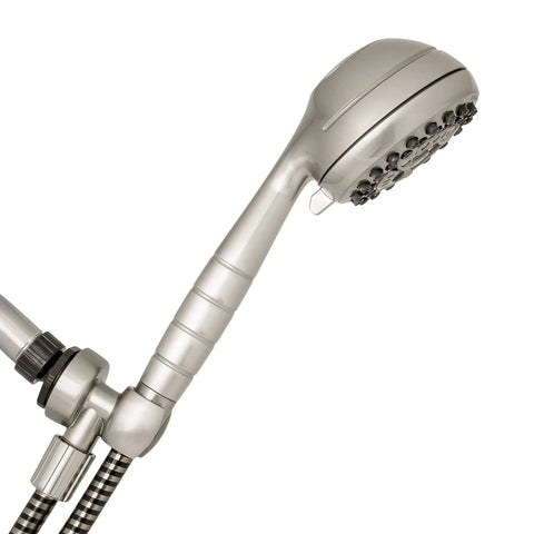 Side view of High Pressure Powerpulse Massage Handheld Shower Head With 7 Spray Settings And 5 Foot Hose Brushed Nickel Detachable