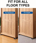 Big Time Heavy Duty Furniture Sliders 16 Piece Set Large Oval Floor Glide Pads For Carpet And Hardwood under a wardrobe on hardwood and carpet.