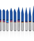 Dope 10 Piece One Eighth Inch Shank V Groove CNC Router Bits Set With 10 15 20 25 30 40 45 60 90 Degree Angles Nano Blue Coat