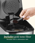 Plug-And-Play Programmable 14-Cup Coffee Maker With Temperature Control And Glass Carafe, showing reusable filter insert