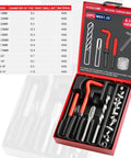 KUNGJUER thread repair kit in red open carry case with M8x1.25 helicoil inserts and HSS drill bits