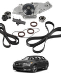 Serpentine Drive Timing Belt With Water Pump Kit Direct Fit For Honda Accord V6 engines, showcasing components and car image.