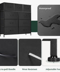 Roomy 9 Drawer Dresser With Wooden Top And Metal Frame Dope Anti Tip Tall Storage Chest Waterproof Material Details