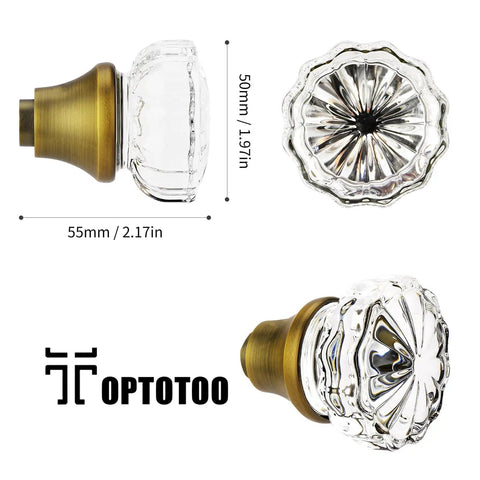 Glass Door Knobs Set With Vintage Crystal Look And Antique Brass Finish, Classic Old Style Hardware For Mortise Locks