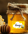 Bee Name Tag Stickers Pack 180 Pcs 2x3 Inch Self Adhesive Honeycomb Themed Name Labels on honey jar