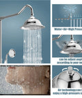 Polished Chrome Shower Faucet System With 8 Inch Rainfall Head 12 Inch Extension Tube Handheld Spray Dual Knobs Mixer
