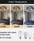 Black 3 Light Flush Mount Ceiling Fixture with Industrial Metal Style in 2700K, 4000K, and 5000K color temperatures, E26 base.