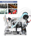 Adjustable Semi Automatic Flat Surface Plane Labeling Machine For Bottles And Boxes Smooth Automatic Applicator detail view with label roll.
