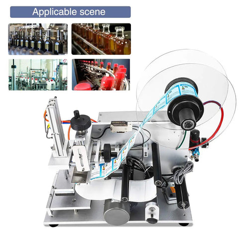 Adjustable Semi Automatic Flat Surface Plane Labeling Machine For Bottles And Boxes Smooth Automatic Applicator detail view with label roll.