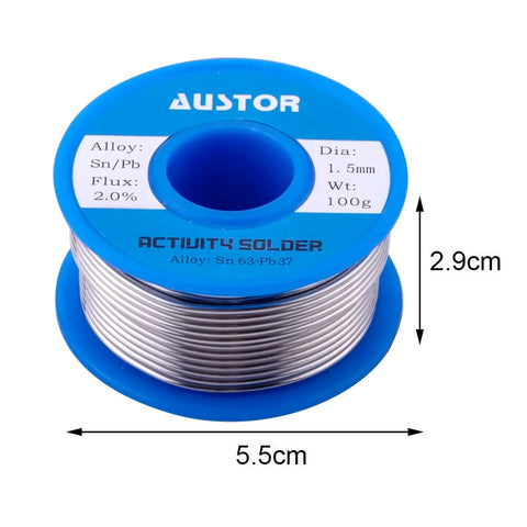 63-37 Tin Lead Rosin Core Solder Wire For Electrical Soldering, 1.5mm Diameter, 100g Reel with material details