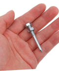 Close-up of a metal spike from 20-Piece Lawn Aerator Shoes With Metal Spikes, Easy Install Scarifier Boots for Aerating Grass in hand.