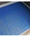 Interlocking Plastic Pallets For Basement And Garage Storage, Lightweight Reusable Polyethylene Pallets With Ventilated Mesh Design in blue