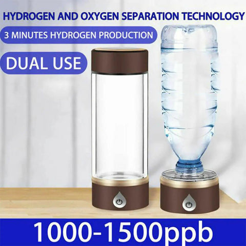 Slick Portable Hydrogen Rich Water Bottle Generator With Rapid Three Minute Electrolysis And Top Shelf Pem Tech No Fuss One Hand Operation Usb Rechargeable Build For Supercharged Hydration And Smooth Daily Sips with dual-use design and hydrogen production feature.