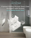 Opaque Sliding Shower Door Bumpers 2 Piece for Sliding Doors and Tub Enclosures shown with screws in bathroom setting