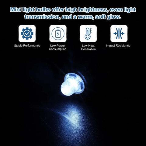 Four Pack E10 Miniature Screw Base Light Bulbs 3V 0.3A Dope White Glow Solid Glass And Metal Construction Tight Fit Replacement Lamps For Gadgets And Hobby Projects Ready To Roll emitting bright light against a dark background.