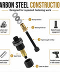 Heavy Duty Carbon Steel Rivet Nut Tool Set With M12 Head And 10 Rivet Nuts Handy Workshop Kit For Metal Assembly Equipment Repair Home Improvement And Pro Style Fastening, exploded parts view