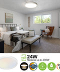 Bedroom with 2 Pack 13 Inch LED Flush Mount Ceiling Light With Night Light, Dimmable Flat Panel Fixture 2400 Lumens