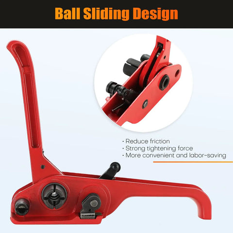 Heavy Duty Manual Poly Strapping Tensioner And Cutter Featuring Premium Hardened Steel Built Like A Tank for easy operation and reduced friction.