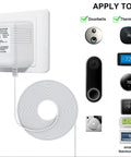 24 Volt C Wire Adapter For Smart Thermostats, UL Listed Power Connector, 16 And A Half Foot Cable displayed with devices