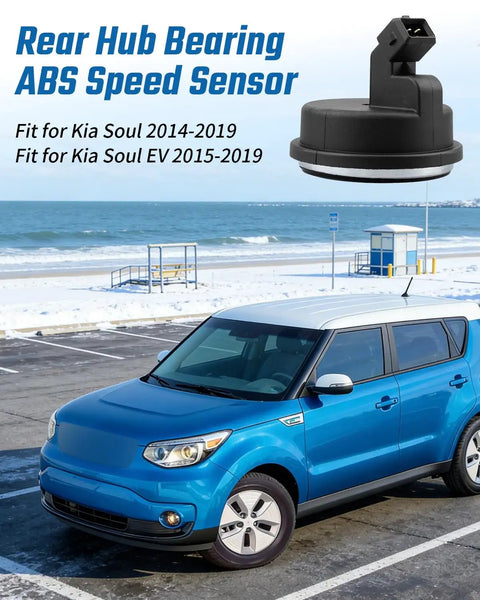 Built Different 2 Piece Rear Hub Bearing Assembly With Abs Speed Sensor For Kia Soul 2014 To 2019, featuring a black ABS sensor.