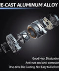 Exploded view of Alternator Replacement 150A 12V With 6-Groove Pulley, showcasing die-cast aluminum alloy construction.