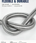Tough As Nails 304 Stainless Steel Flexible Metal Conduit with Kickass Corrugated Cable Protection Sleeve, showcasing flexibility and durability.