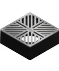 Made In USA 6 By 6 Stainless Steel Drain Grate For Outdoor Paver Installations Pro Grade Heavy Duty Durable Landscape Drainage With Three Inch Or Four Inch PVC Flexible Pipe, showing top view.