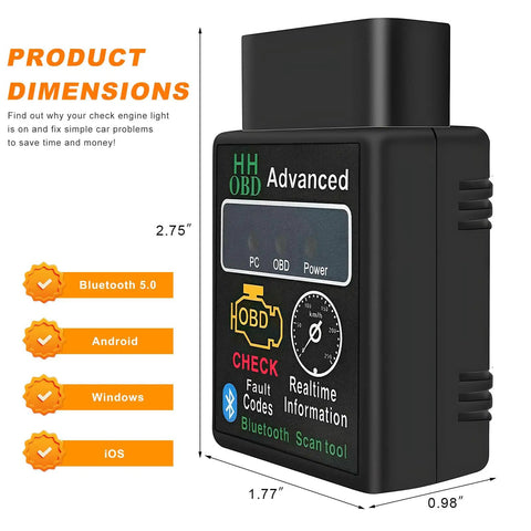 Bluetooth OBD2 Scanner For Car Wireless OBDII Diagnostic Tool Engine Code Reader And Slick Fault Diagnosis Tester