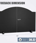 26 Inch Iron Fireback With Feet For Fireplace Wall Protection And Heat Reflection, Matte Black 8mm Thick Fireback