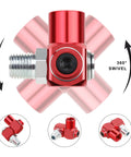 One Quarter Inch NPT 360 Degree Swivel Air Hose Connector Two Pack For Pneumatic Tools And Industrial Air Fittings With Quick Change Adapters To Prevent Kinking And Cut Fatigue For Pros And DIYers, red aluminum
