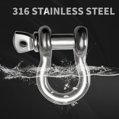 316 Stainless Steel D Ring Shackles Marine Grade Heavy Duty Clevis Anchor Shackle Kit With Screw Pin One Quarter Inch