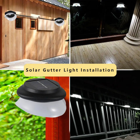 Six Pack 9 LED Solar Gutter Lights 100LM Output IP55 Waterproof Outdoor Gutter Lighting installation on walls and fences