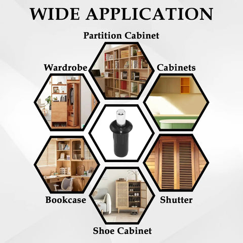 Heavy Duty Cabinet Door Repair Pins And Damper Replacement Clips With Retractable Shelf Support Brackets Quick Swap Fix for various cabinets.