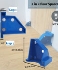 Flooring Spacers 1/2 Inch And 1/4 Inch Pack Of 40 for laminate installations, blue ABS, showing gap measurements