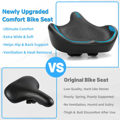 womens wide bicycle seat CDYWD Oversized Bike for Men & Women, Comfortable Gel Padded, Extra Seat Cushion Comfort, Replacement Saddle for Peloton, Stationary Exercise Bike, Mountain Bike, Cruiser, City Bike while an anatomic relief channel reduces pressure in sensitive areas so you can stay on the bike longer with less discomfort Mega Plus Bike Seat |