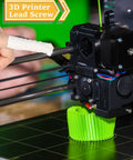 3D Printer White Lithium Grease 50g Lubricant for Lead Screws applied to 3D printer lead screw with green filament, reducing noise.