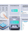 Zigbee 3 Point 0 Wireless Push Button Switch For Smart Home Scenes Two Pack Works With eWeLink App Trigger Actions By Single Tap Double Tap And Long Press, round white button
