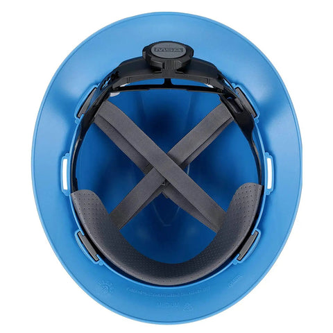 Interior view of V-Gard Full-Brim Hard Hat With Fas-Trac III Ratchet Suspension Polyethylene Shell For Top-Notch Impact Protection.