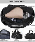 14 Inch Small Gym Bag For Women And Men, Mini Duffle For Travel And Sports, showing multiple pockets and content organization