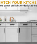 Modern kitchen with Matte Black Cabinet Pulls 25 Pack, 5.5 Inch Length With 5 Inch Hole Spacing on white cabinets