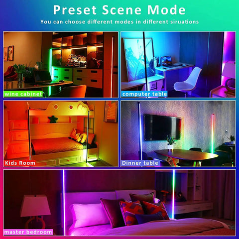 2 Pack RGB Corner Floor Lamp Set For Living Room, Lit Dream Color Changing LED Mood Lighting in various settings
