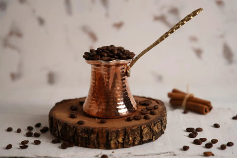 Arabic Coffee Pot Cezve Turkish Coffee Maker For 3 Cups Medium Size With Hammered Copper Exterior And Stainless Steel Interior Handcrafted Traditional Brew For Turkish Or Arabic Coffee Lovers