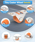 Mini Low Profile Rubber Caster Wheels 0.5 Inch, Self Adhesive And Screw Mounted Fixed Casters For Furniture And Appliances, No Sweat Setup Delivers A Slick Smooth Glide, Smart Mobility Hack For Desk Organizers And Storage Bins, Orange 16 Pack detailed view of flexible rubber wheel and steel bracket.