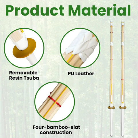 Set Of 2 Cosplay Swords 47 Inch Handmade Bamboo Practice Props For Costume Anime Inspired True To Source Replicas Material Details