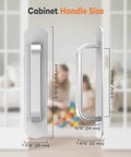 Dimensions of 2 Pack 5.7 Inch Peel And Stick Cabinet Handles No Drill Stick On Pull Handles, silver, front and side view