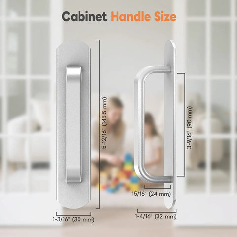 Dimensions of 2 Pack 5.7 Inch Peel And Stick Cabinet Handles No Drill Stick On Pull Handles, silver, front and side view