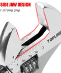 Close-up of a 6 inch adjustable wrench from Four-Piece Adjustable Wrench Set With Wide Handle, showing 4-side jaw design for strong grip.